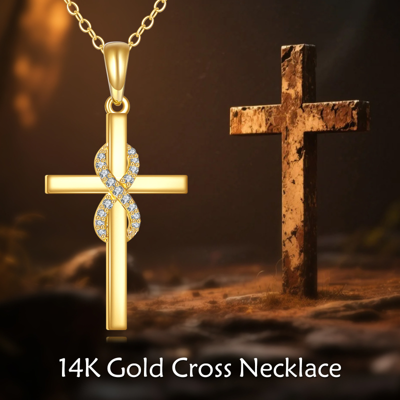 Collier avec pendentif en or 10K orné d'un croix et d'un symbole de l'infini en zirconium cubique-5