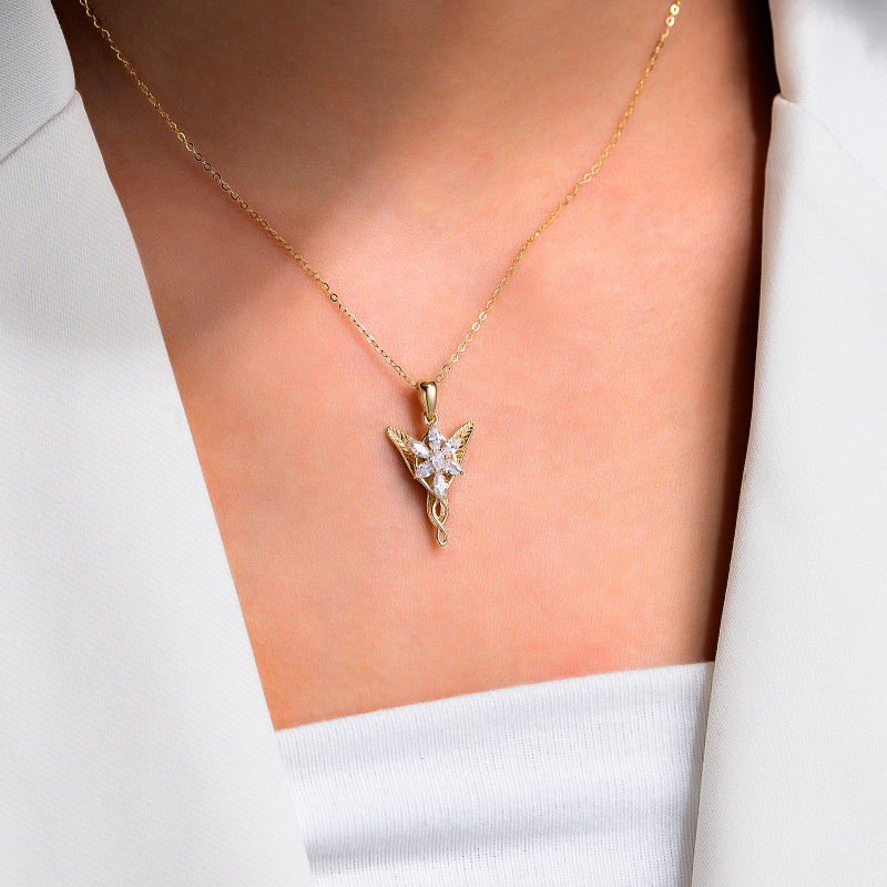 10K Gold Cubic Zirconia Cross & Infinity Symbol Pendant Necklace-2