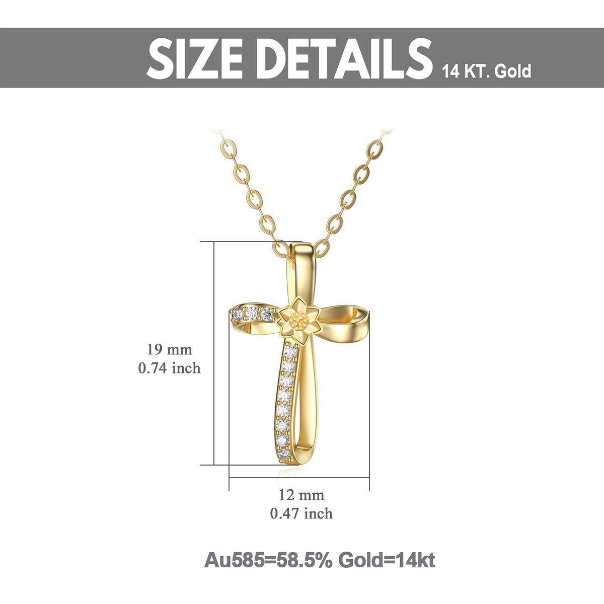 Collier en or 14K avec pendentif croix en zircon cubique-6