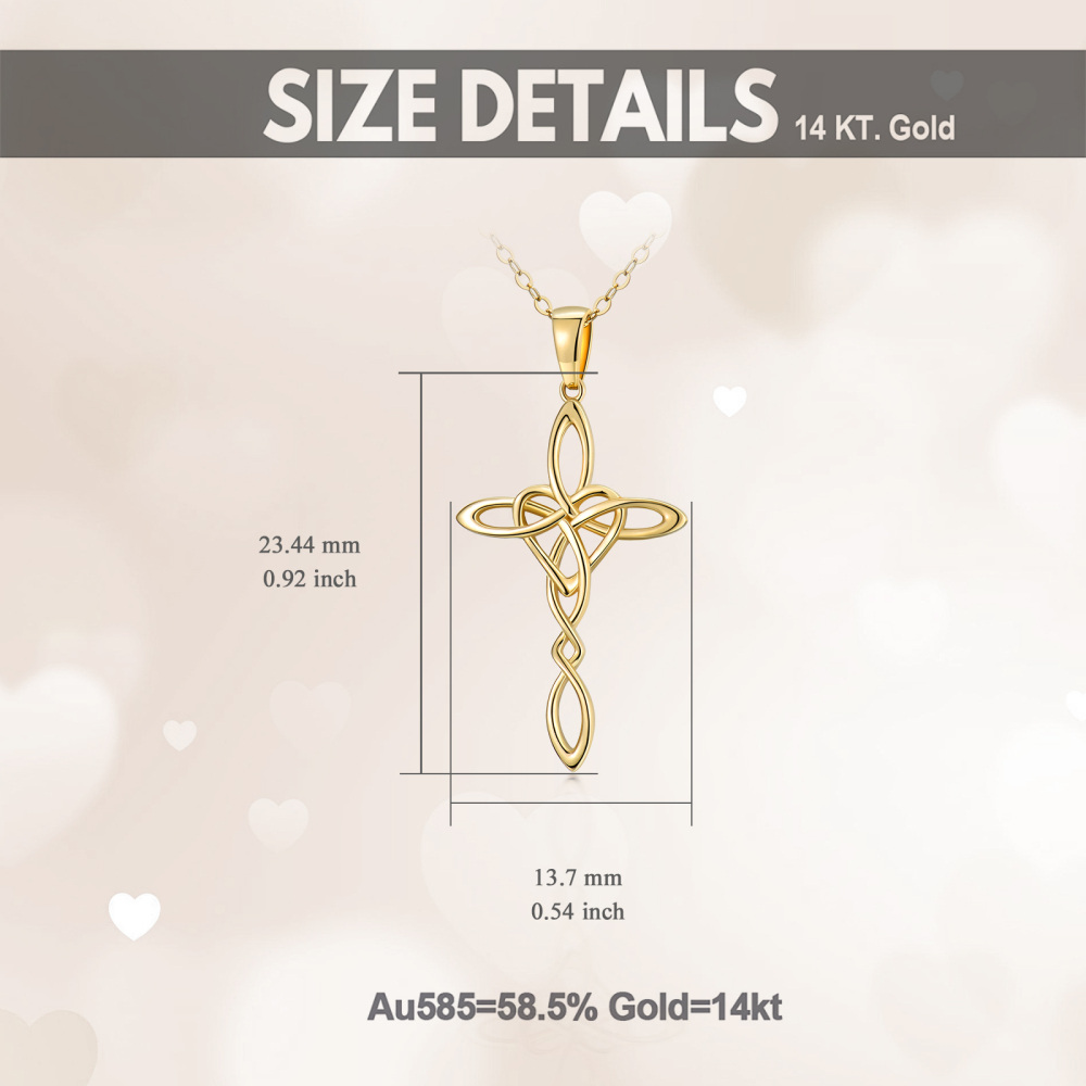 Collana con ciondolo a forma di croce in oro 10K-6