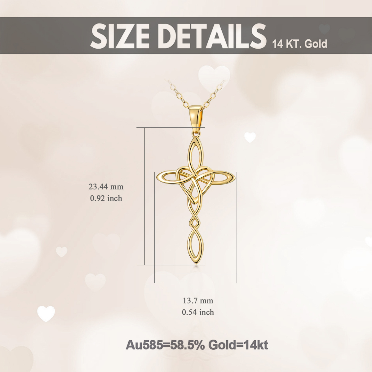 10K Gold Cross Knot Pendant Necklace-6