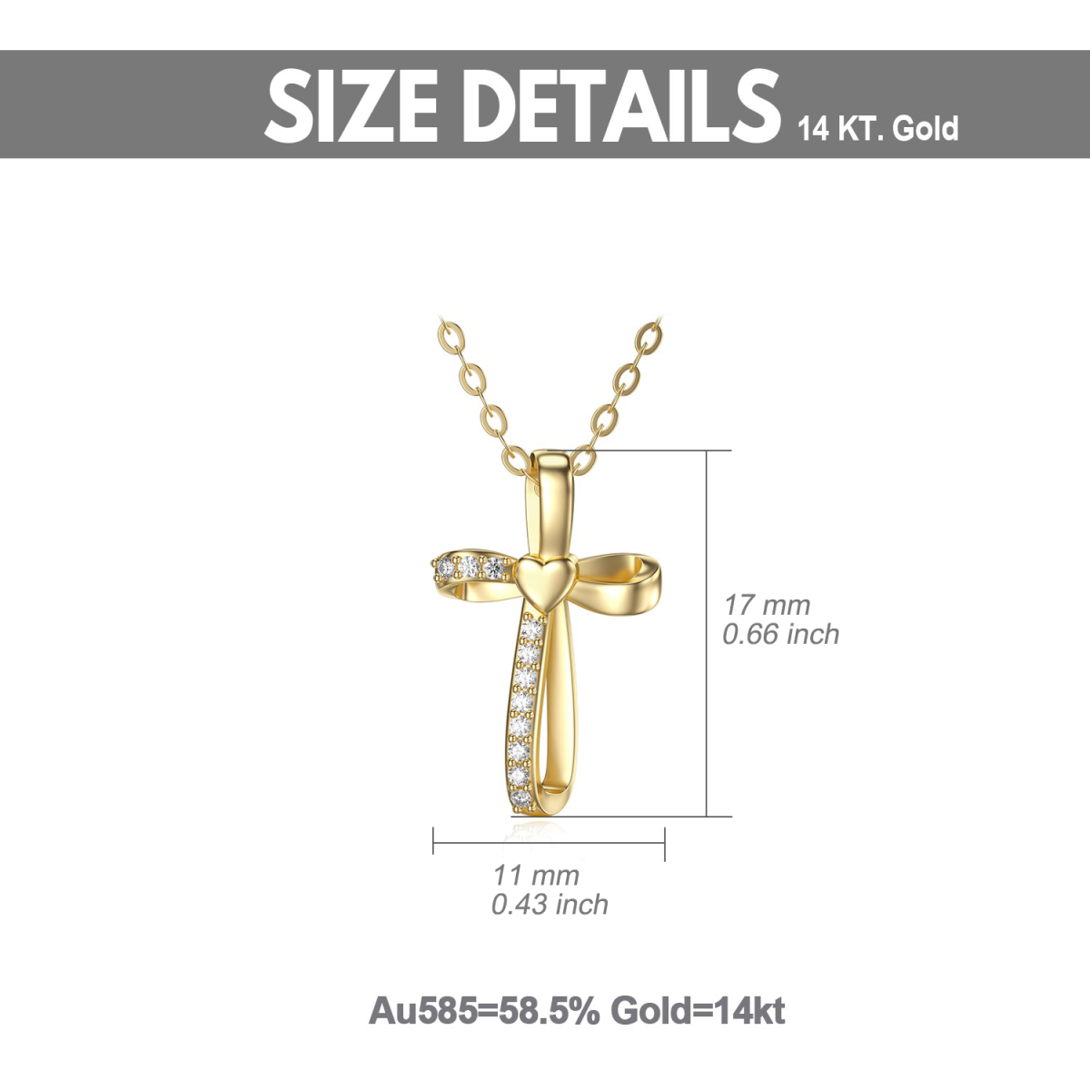 14K Gold Cubic Zirconia Cross Knot Pendant Necklace-6