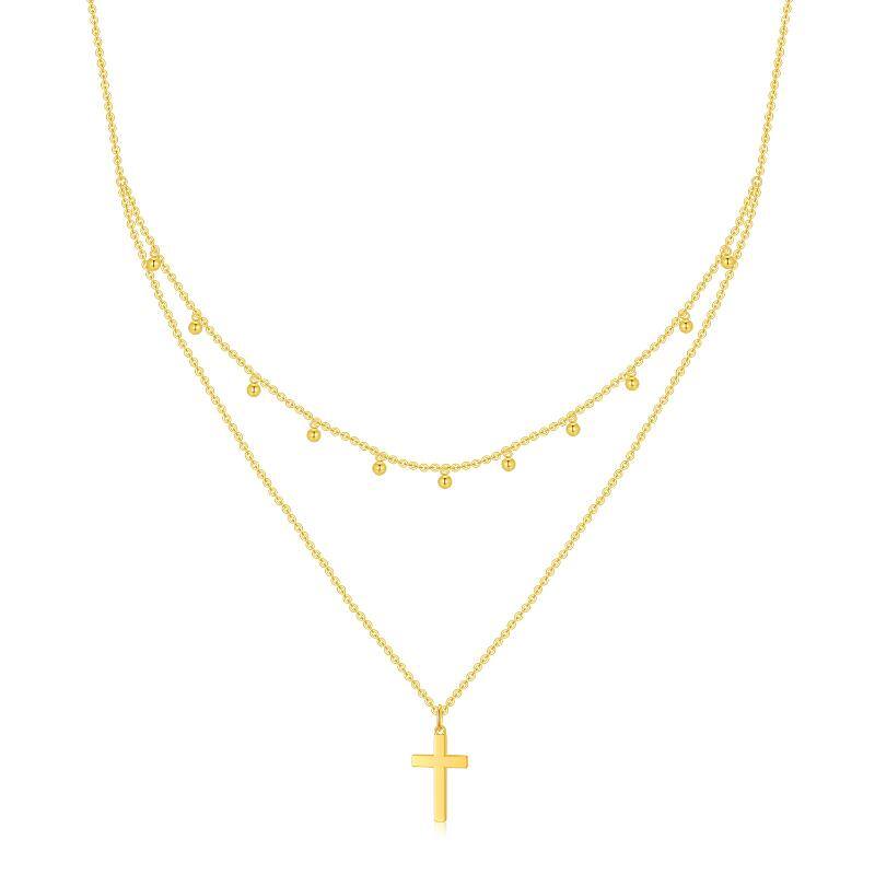 14K Gold Cross Laye… - image