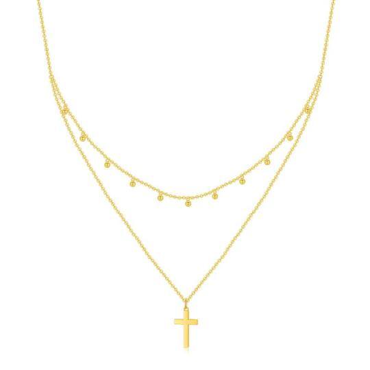 14K Gouden Kruis Gelaagde Ketting