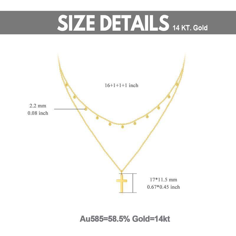 10K Gold Kreuz geschichtete Halskette-5