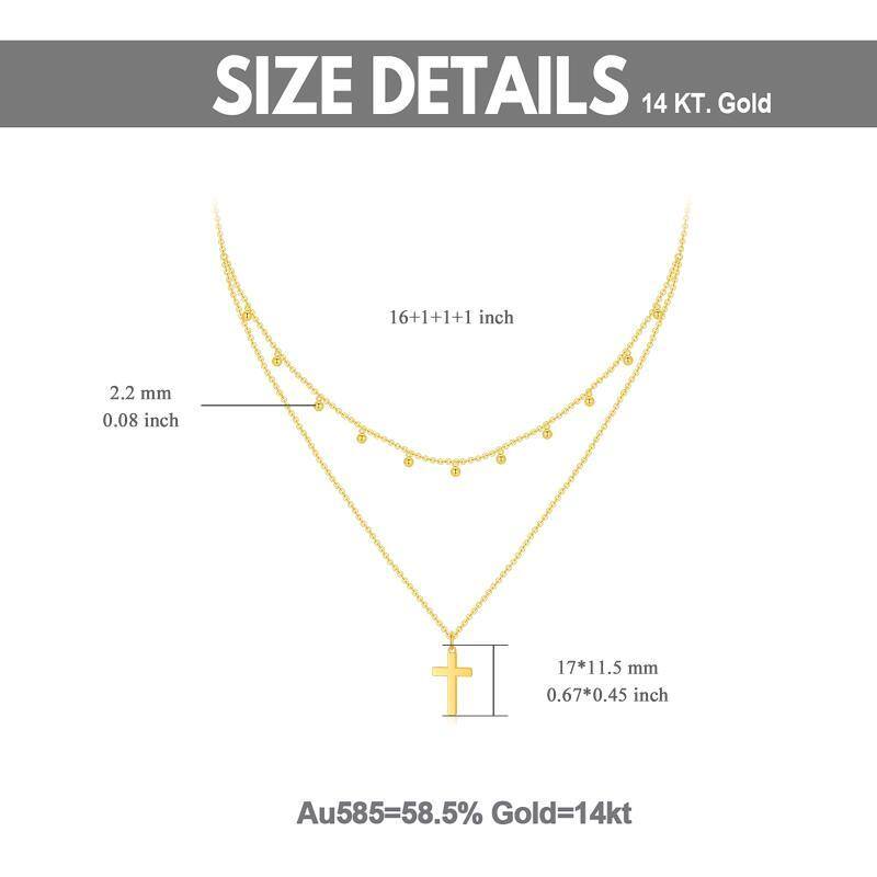 14K Gold Kreuz geschichtete Halskette-5