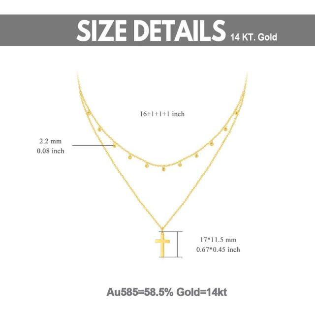 14K Gouden Kruis Gelaagde Ketting-5