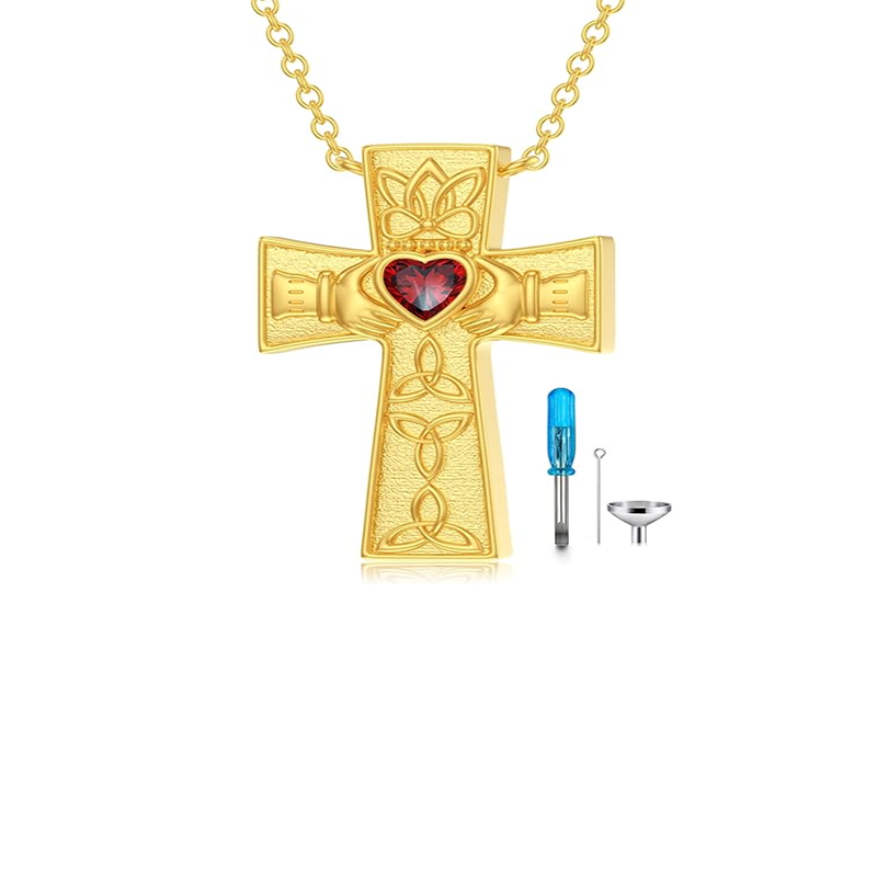 14K Gold Kreuz Metall Choker Halskette-2