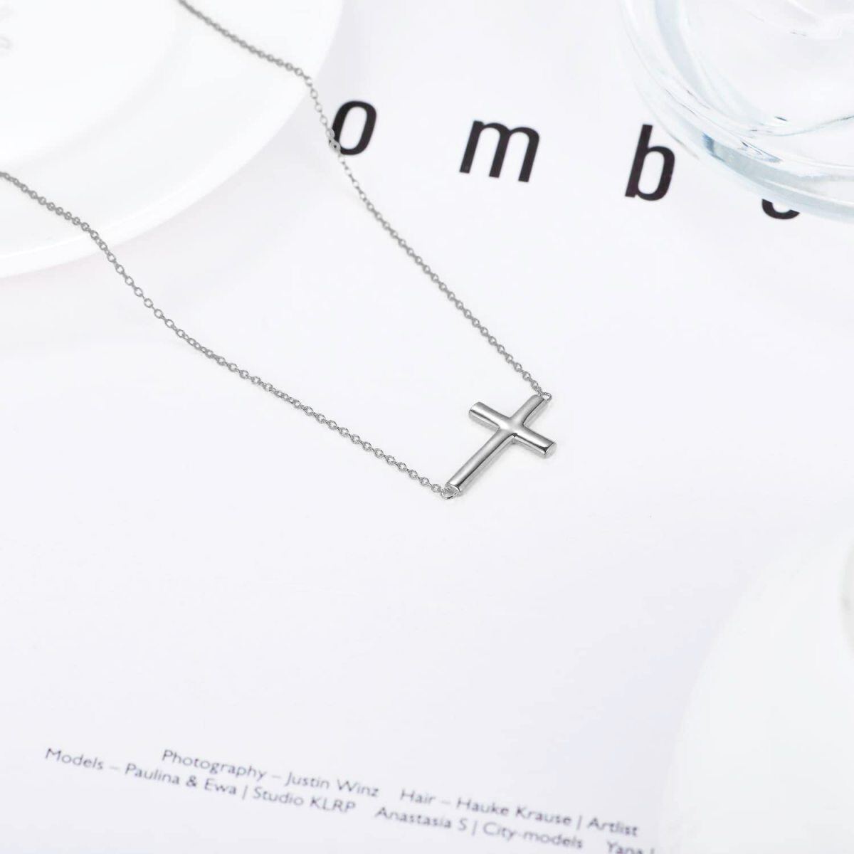 10K Gold Cross Metal Choker Necklace-5
