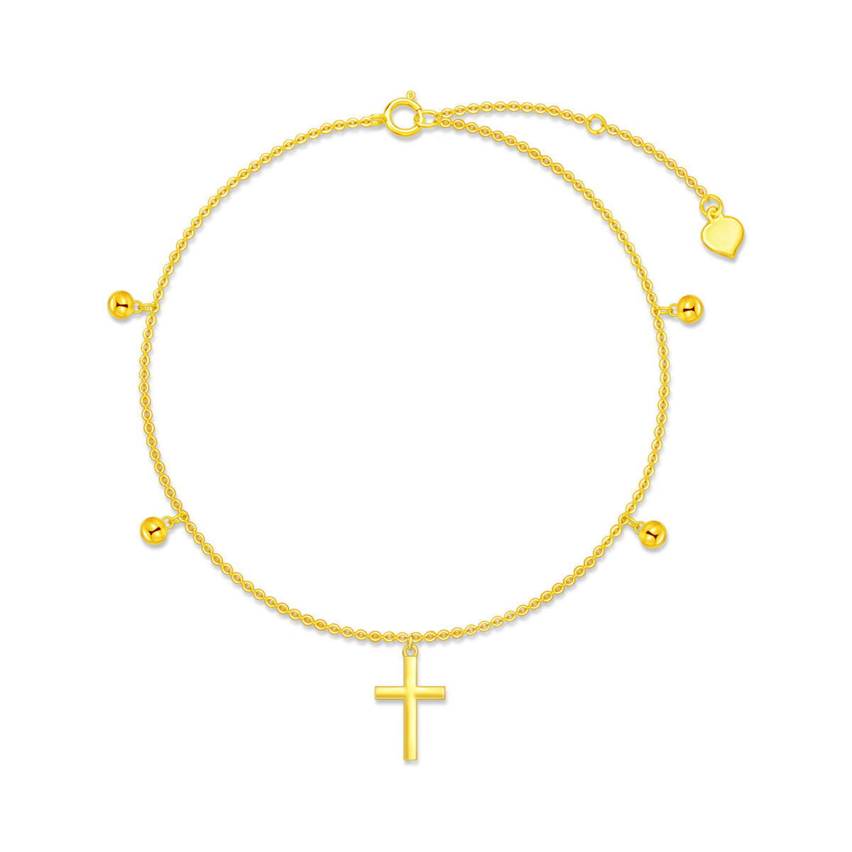 Pulseira com pingente de cruz em ouro 14K-1