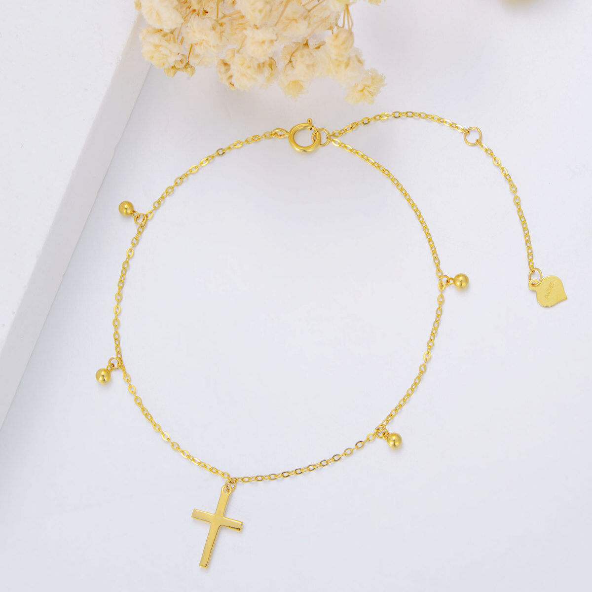 Pulsera Colgante Cruz de Oro 14K-3