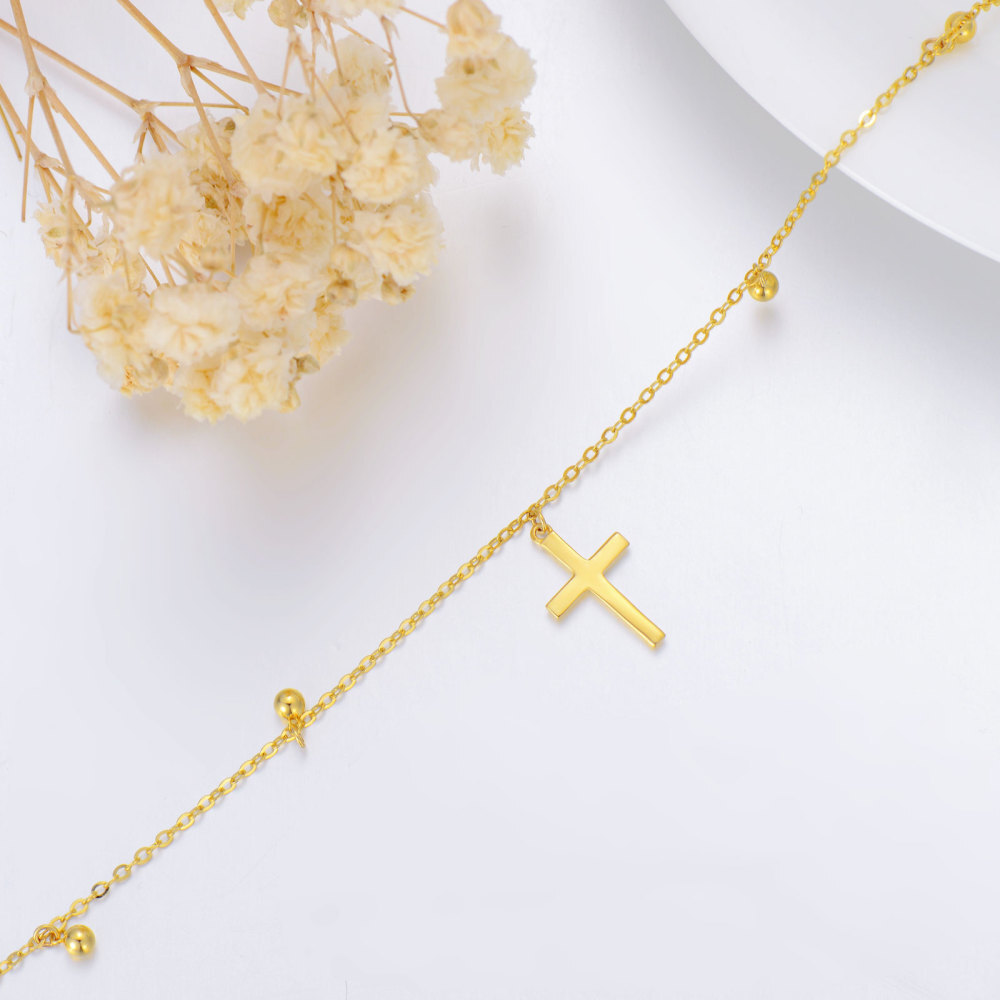 10K Gold Kreuz-Anhänger Armband-4