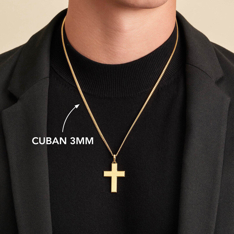 Collar con colgante de cruz de oro de 14 quilates para hombre-2