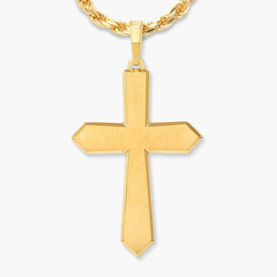 Collar con colgante de cruz de oro de 14 quilates para hombres