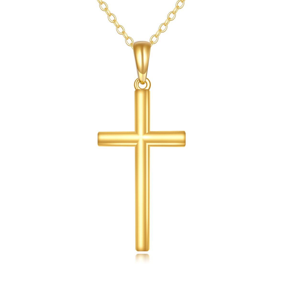 14K Gold Cross Pendant Necklace-1