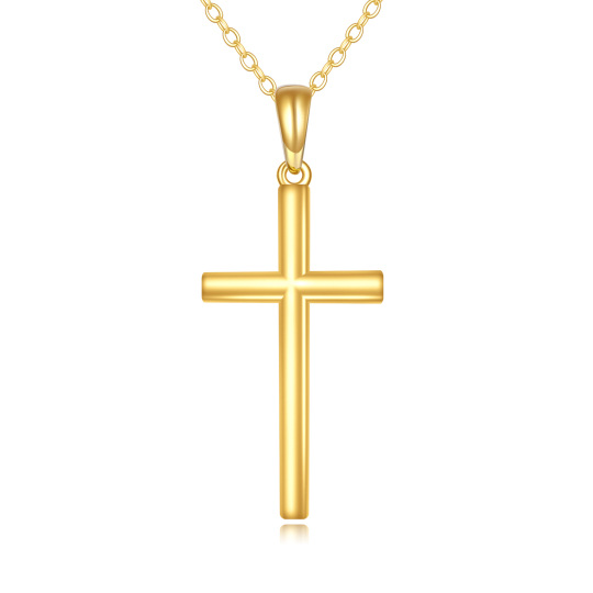 Colar com pingente de cruz em ouro 14K