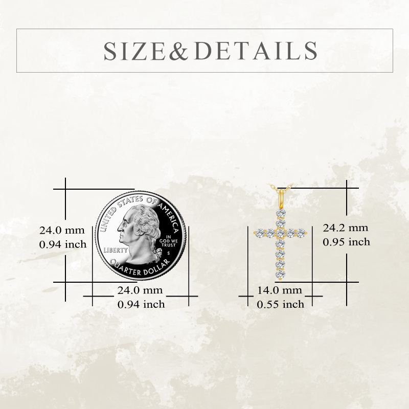 قلادة صليب من الذهب الأبيض عيار 10 قيراط مرصعة بالزركونيا المكعبة-5
