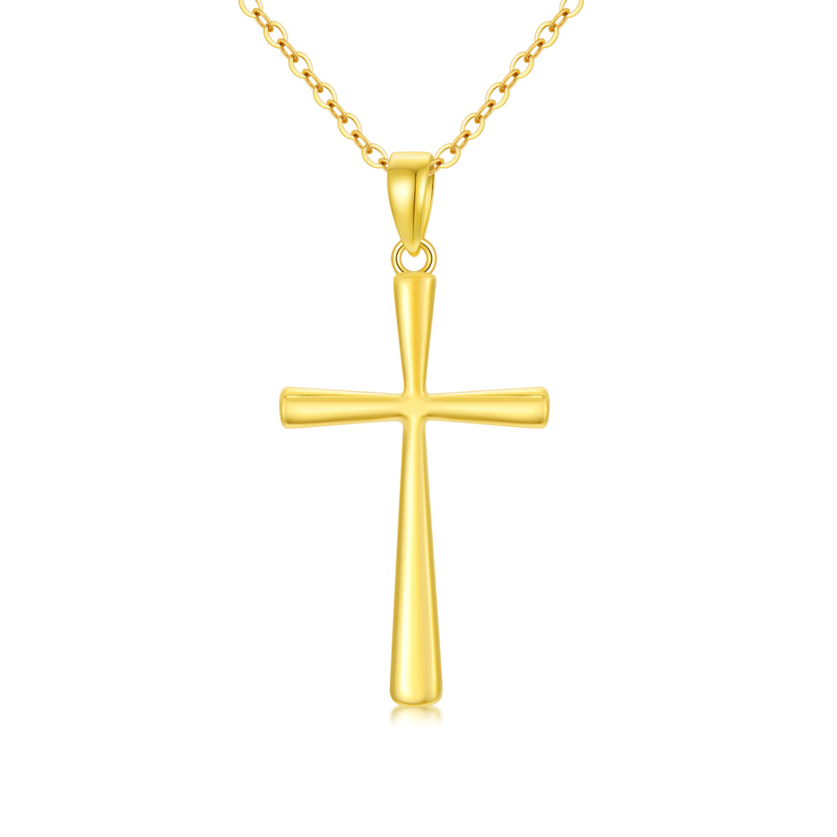 14K Gold Cross Pendant Necklace-1