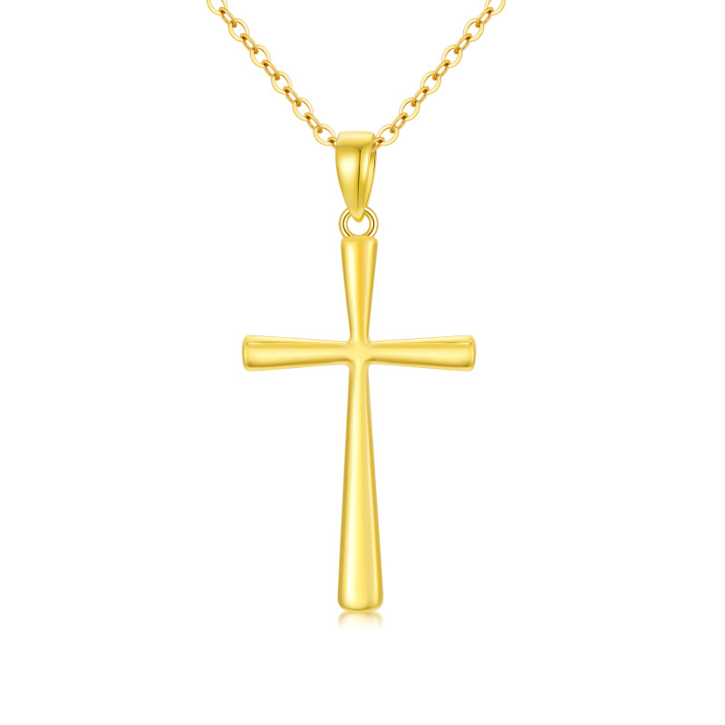 Collar con colgante de cruz de oro de 18 quilates-1