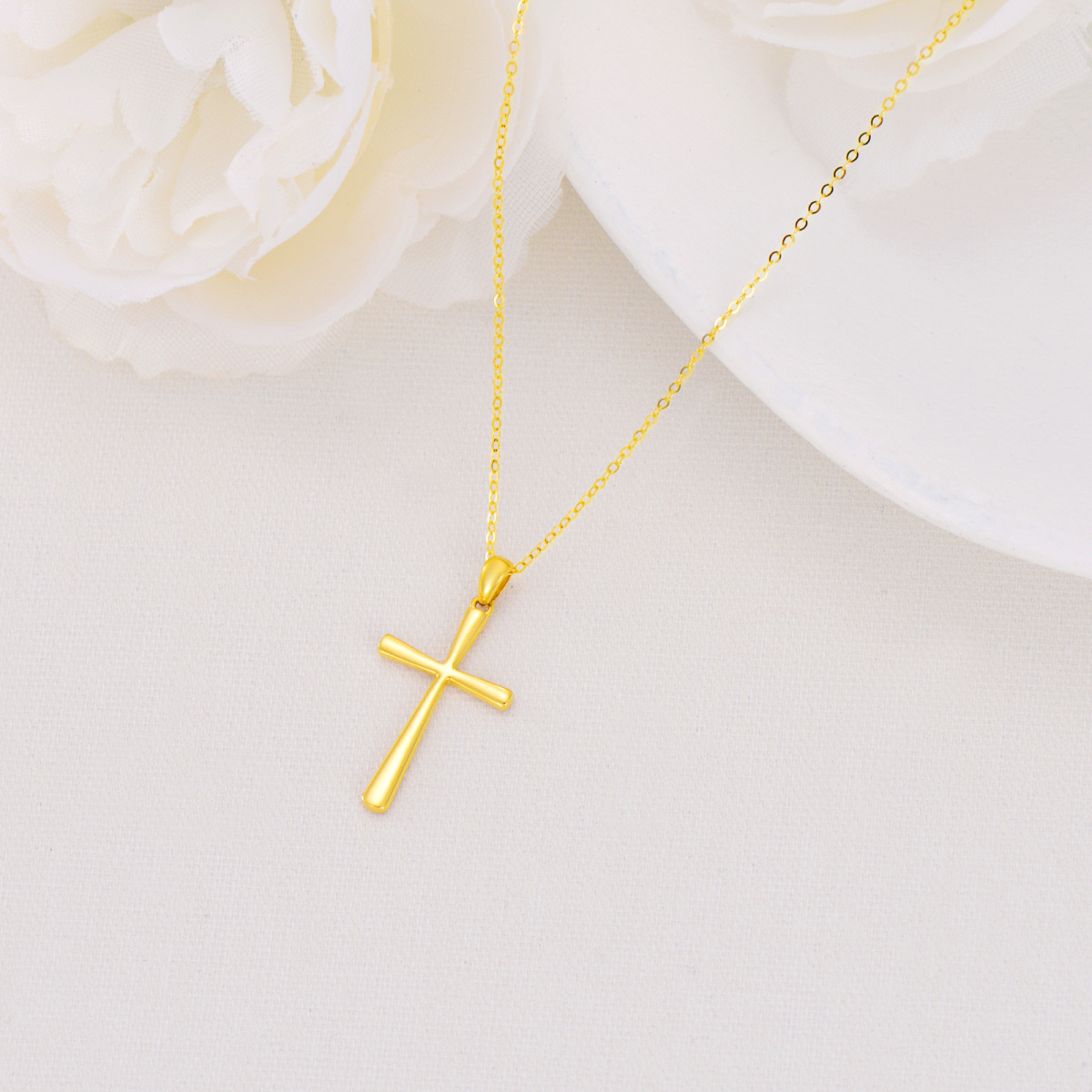 14K Gold Cross Pendant Necklace-3