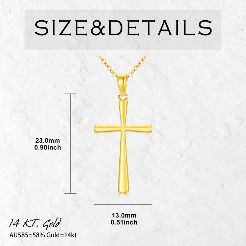 Collar con colgante de cruz de oro de 18 quilates-5