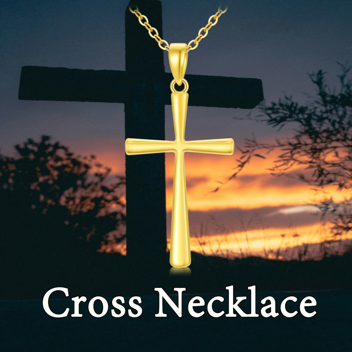 14K Gold Cross Pendant Necklace-6