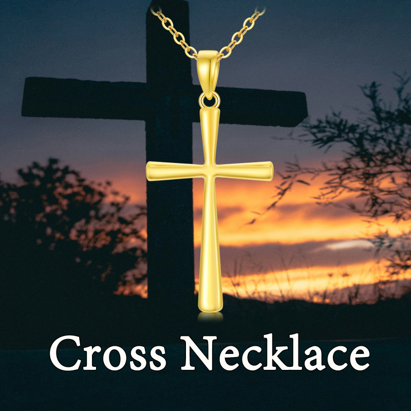 Collar con colgante de cruz de oro de 18 quilates-6