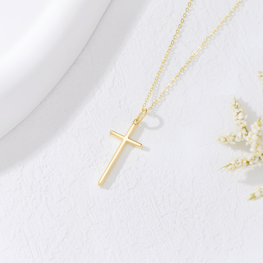 10K Gold Cross Pendant Necklace-2