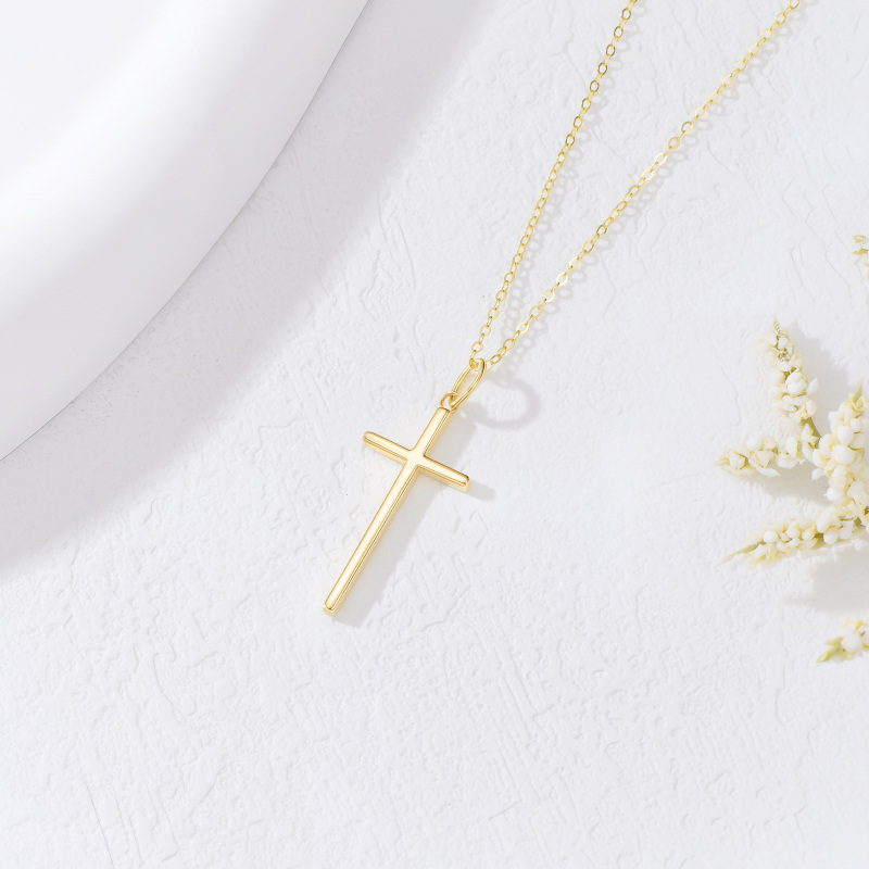 Collar con colgante de cruz de oro de 18 quilates-2