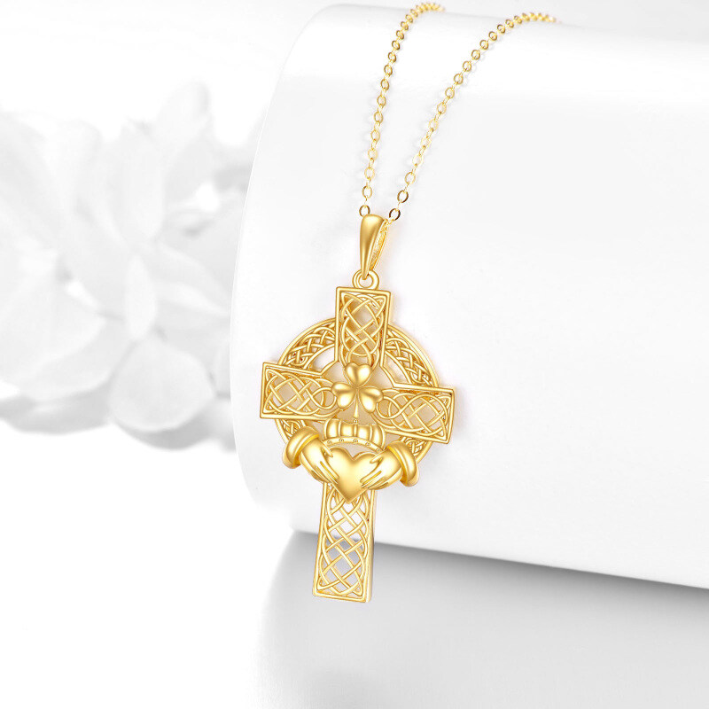 14K Gold Cross Pendant Necklace-3