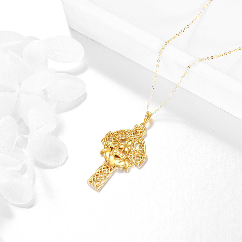 14K Gold Cross Pendant Necklace-4