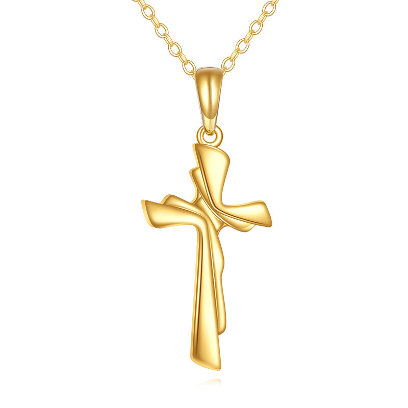 Collar colgante de oro 14K con cruz-1