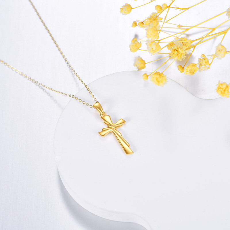 Collar colgante de oro 14K con cruz-3