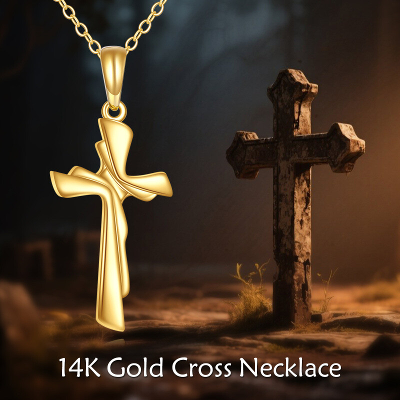 Collar colgante de oro 14K con cruz-5