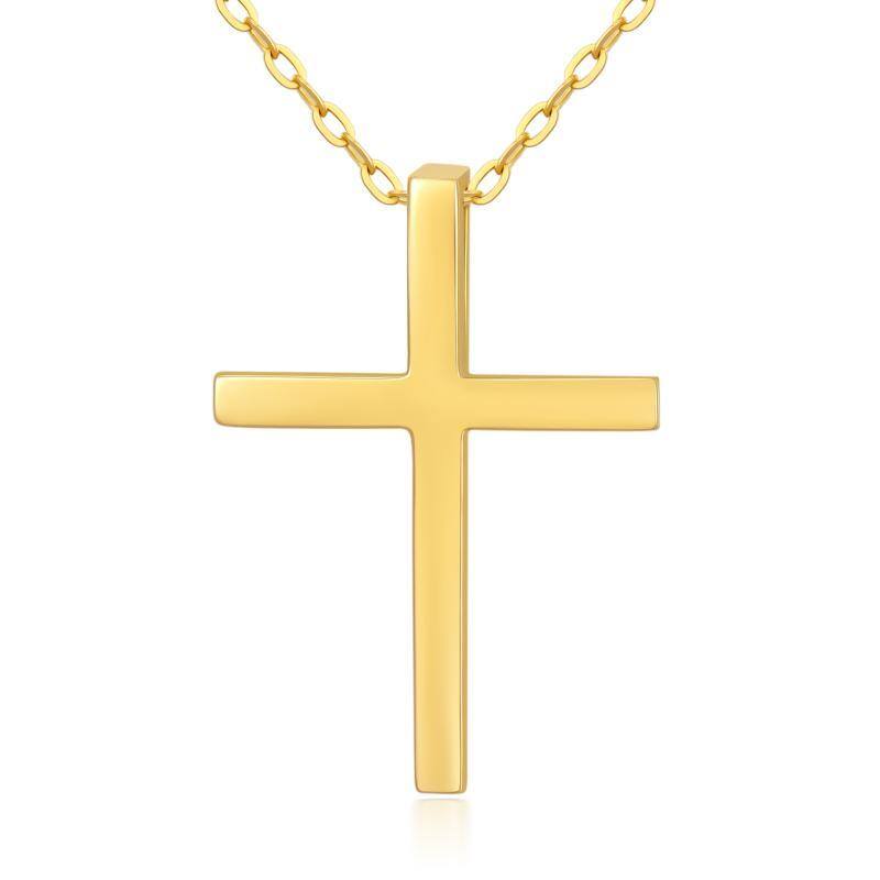 14K Gold Cross Pendant Necklace-1