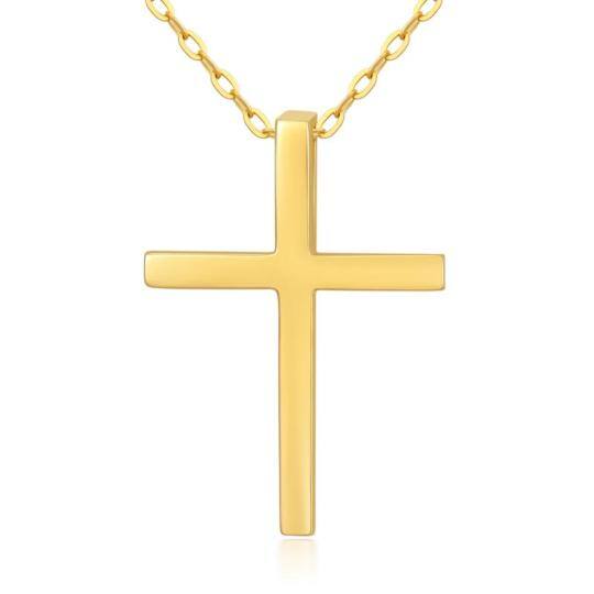 Colar com pingente de cruz em ouro 14K