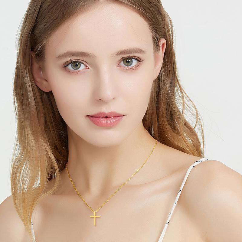 14K Gold Cross Pendant Necklace-2