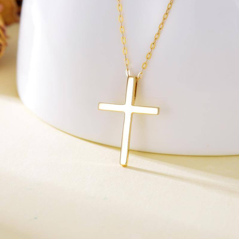 14K Gold Cross Pendant Necklace-3