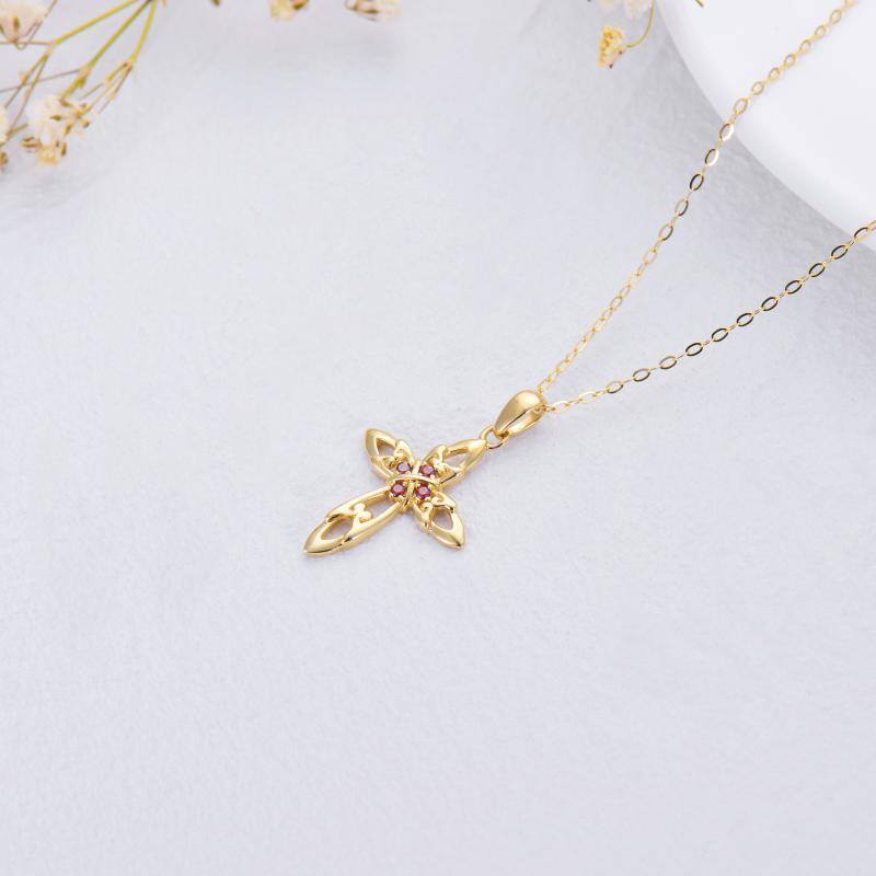 14K Gold Cubic Zirconia Cross Pendant Necklace-4