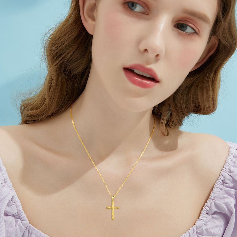 10K Gold Cross Pendant Necklace-2