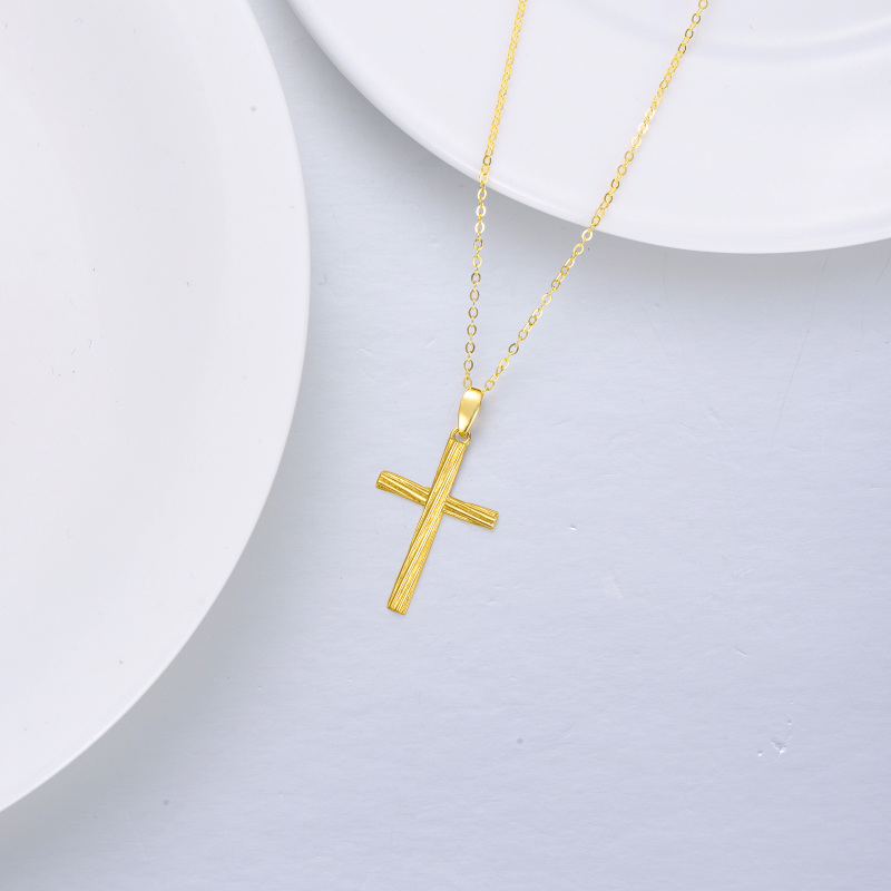 10K Gold Cross Pendant Necklace-3