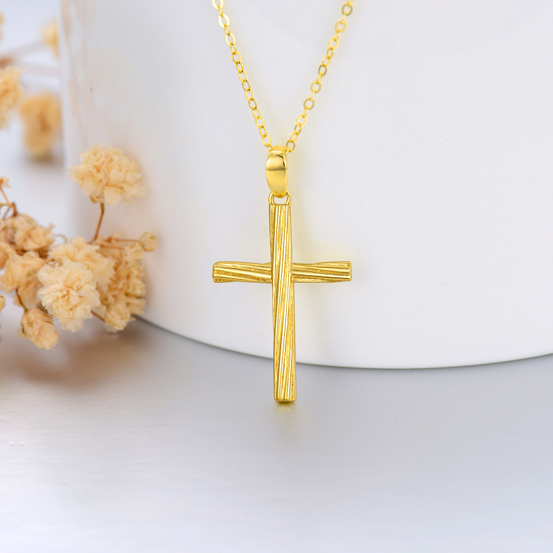 10K Gold Cross Pendant Necklace-4