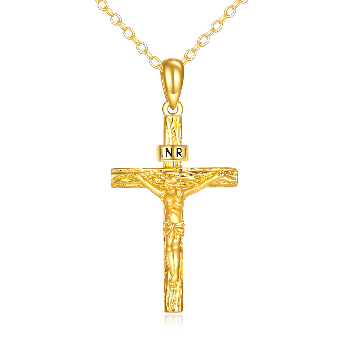 14K Gold Kreuz-Anhänger Halskette-1