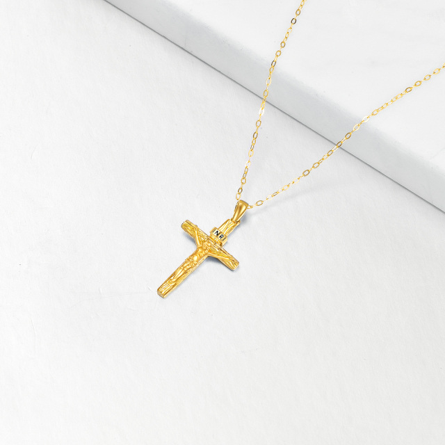 Colar com pingente de cruz em ouro 14K-3