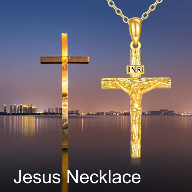 Collier à pendentif croix en or 14K-6