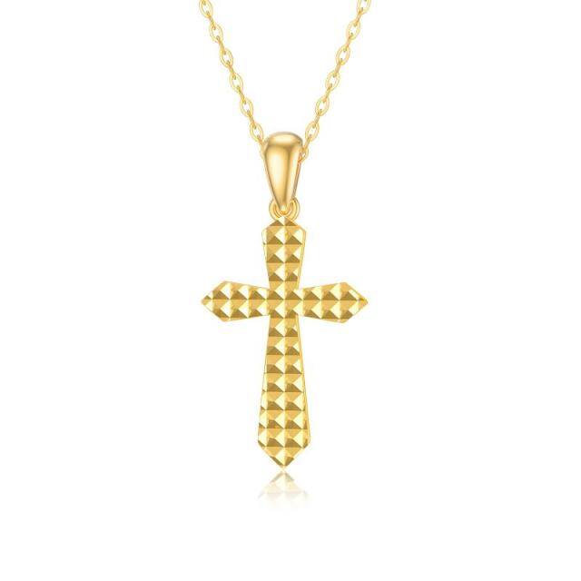 14K Gold Cross Pendant Necklace-1