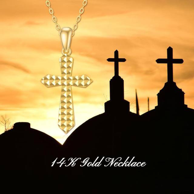 14K Gold Cross Pendant Necklace-3