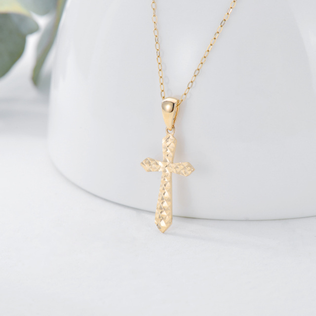 Collana con ciondolo a forma di croce in oro 14K-5