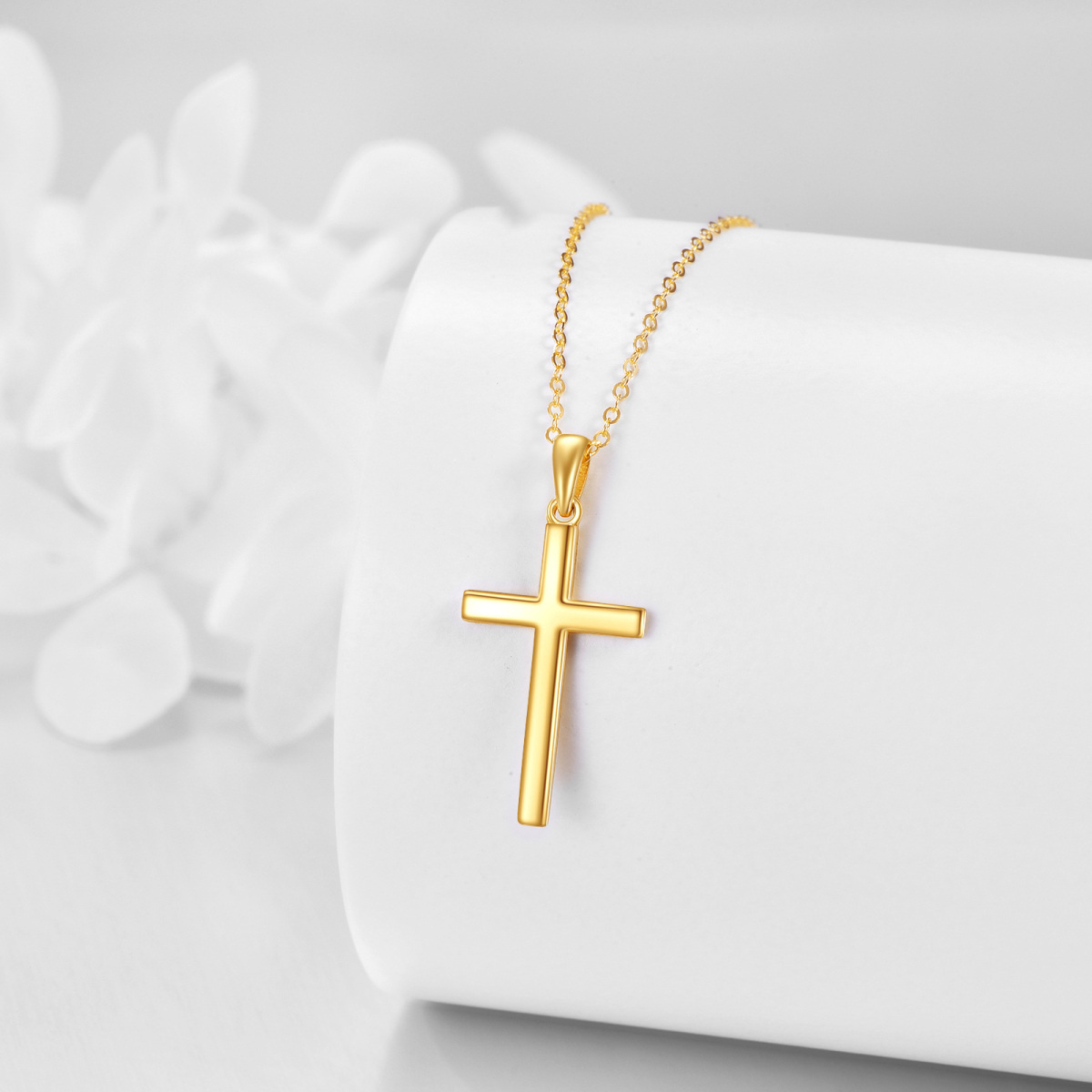 14K Gold Cross Pendant Necklace-4