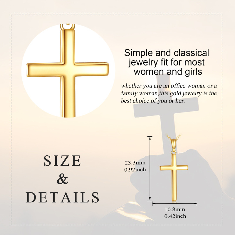 10K Gold Cross Pendant Necklace-5